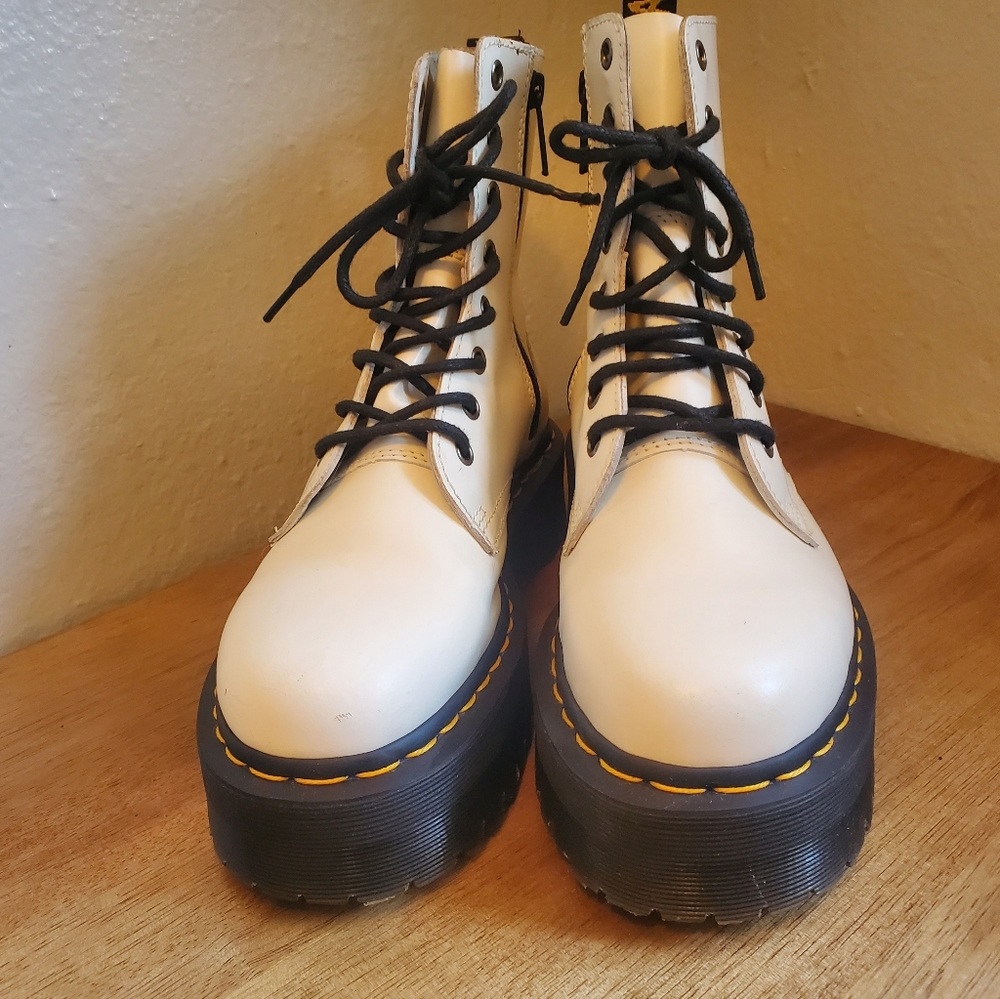 Dr Martens Jadon Platform White Polished Smooth Leather Mens 7 Womens 8 - Picture 7 of 11